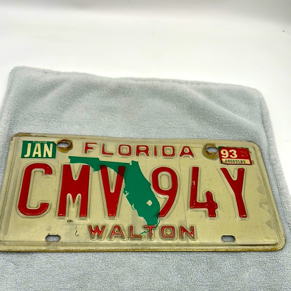 Vintage Florida License Plates from Walton County CMV 94Y exp. Date Jan 1993